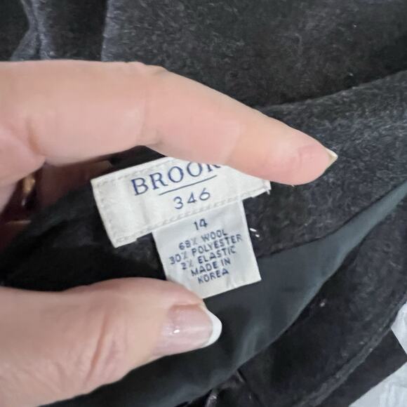 Brooks Brothers 346 Skirt Women's Size 14 Gray Wool Faux Wrap A-Line Knee-Length - Picture 6 of 6